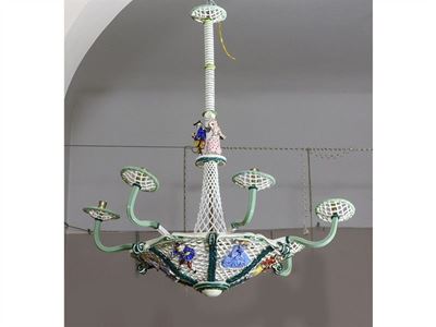 Lampadario in Ceramica Policroma