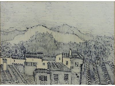 Vista Dall'alto di Case e Montagne