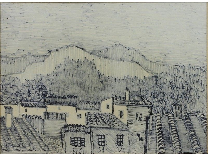 Vista Dall'alto di Case e Montagne