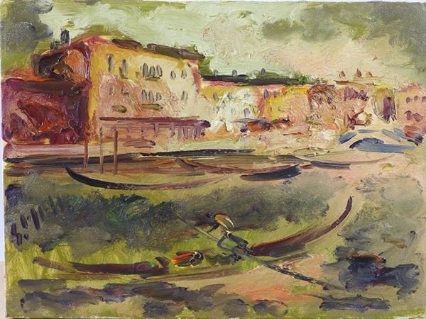Venetian canal with gondole