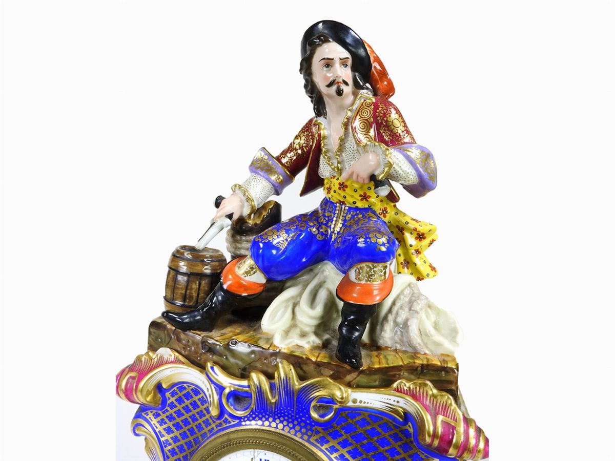 Orologio da Tavolo in Porcellana Policroma