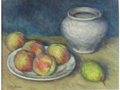 Natura Morta con Vaso e Frutta