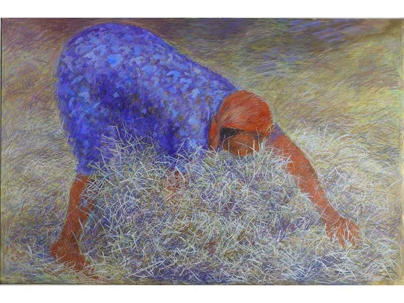 Contadina al Lavoro nel Campo