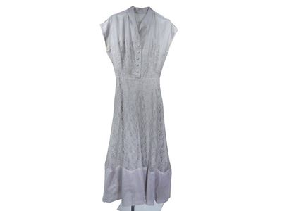 Abito in Organza e Pizzo Color Cenere