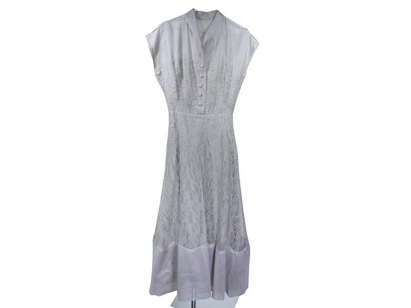 Abito in Organza e Pizzo Color Cenere