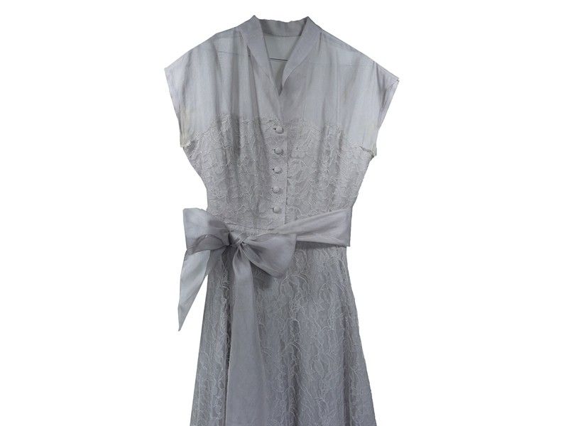 Abito in Organza e Pizzo Color Cenere