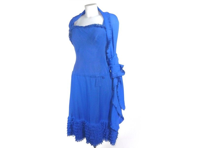 Abito da Cocktail in Seta Blu