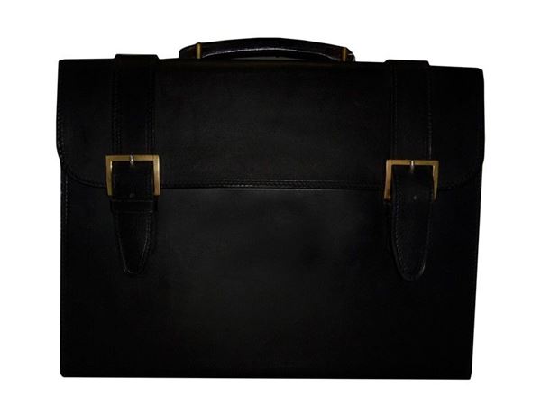 Black leather overnight bag