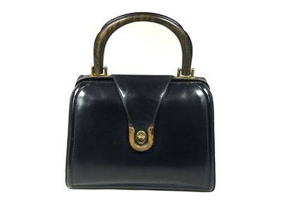 Borsa a Mano in Pelle Blu Scuro