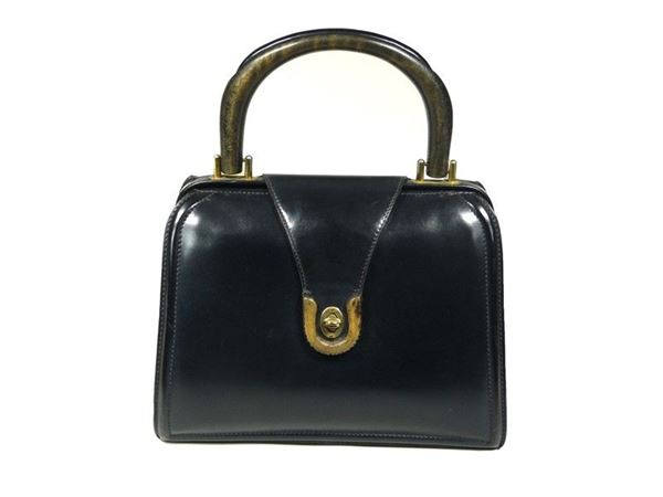 Dark blue leather handbag