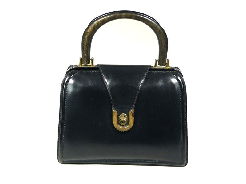 Borsa a Mano in Pelle Blu Scuro