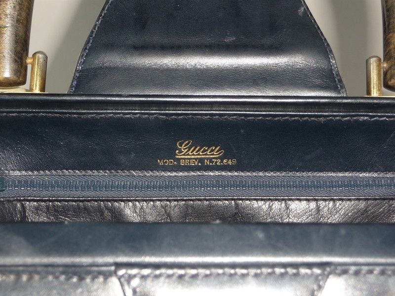 Borsa a Mano in Pelle Blu Scuro