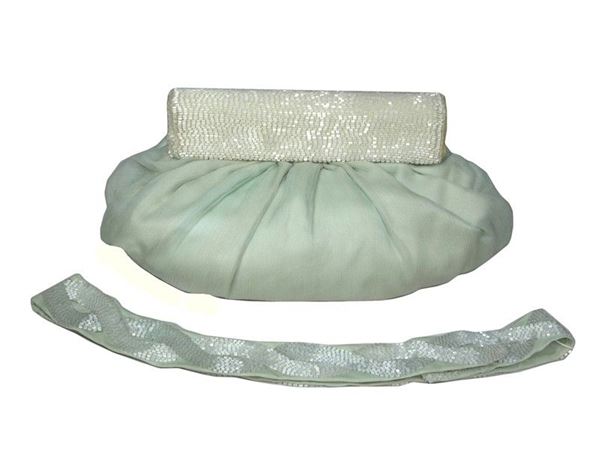 Light green silk handbag