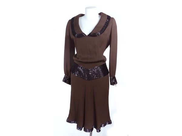 Brown silk cocktail dress