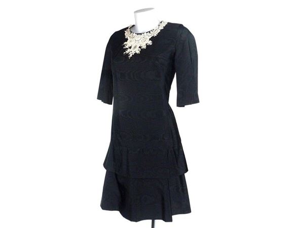 Black moirÃ© evening dress