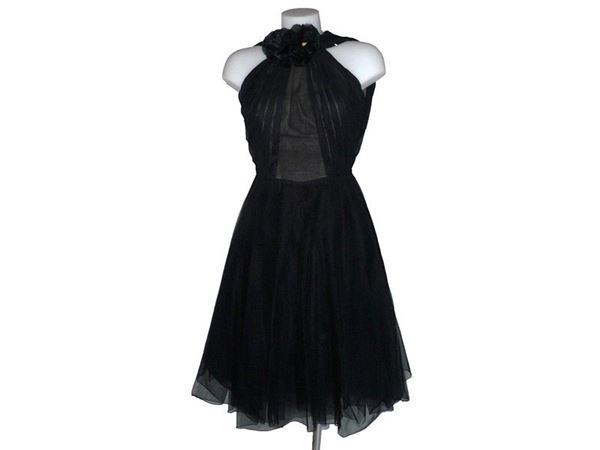 Black organza evening dress