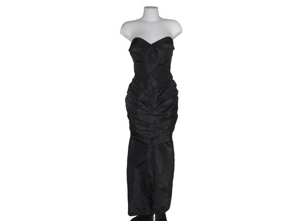Black silk evening gown