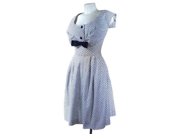 White and blue cotton dress