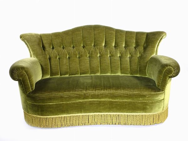 Green Velvet Upholstered Sofa  - Auction Modern and Contemporary Art - IV - Maison Bibelot - Casa d'Aste Firenze - Milano