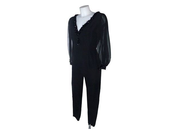 Black silk jumpsuit