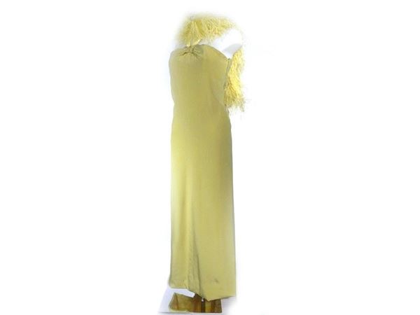 Yellow silk evening gown