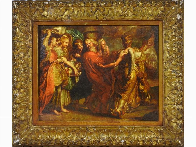 Pittore del XVIII Secolo - Lot Fugge da Sodoma con la Famiglia