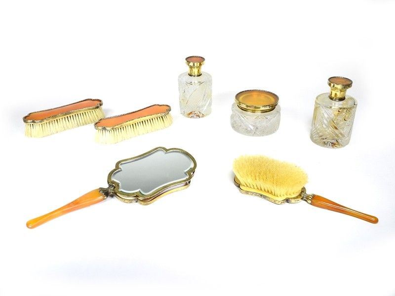 Set da Toilette in Cristallo e Tartaruga Bionda