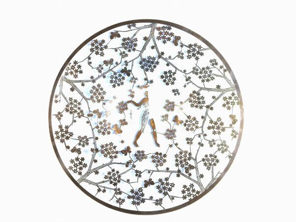 Uncoloured Crystal Plate with Silver Flowers and Butterflies  (early 20th Century)  - Auction The collector's house: Antique, Modern and Oriental Art - Lots: 450-673 - III - Maison Bibelot - Casa d'Aste Firenze - Milano
