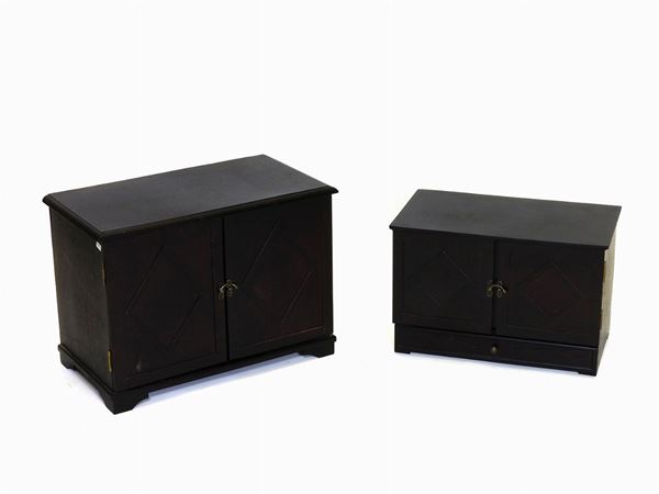 Two Ebonized Wooden Table Cabinet