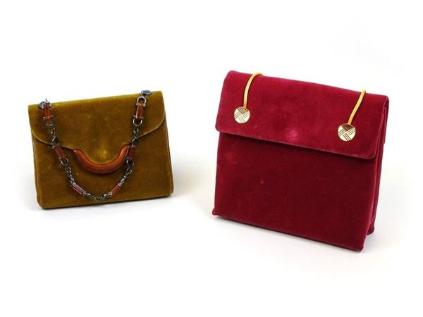 Two velvet handbags