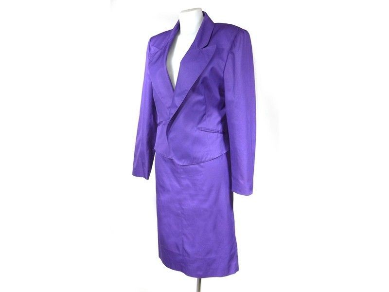 Tailleur con Gonna in Cotone Viola