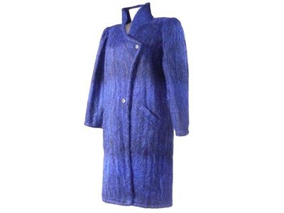Cappotto in Mohair Blu e Nero