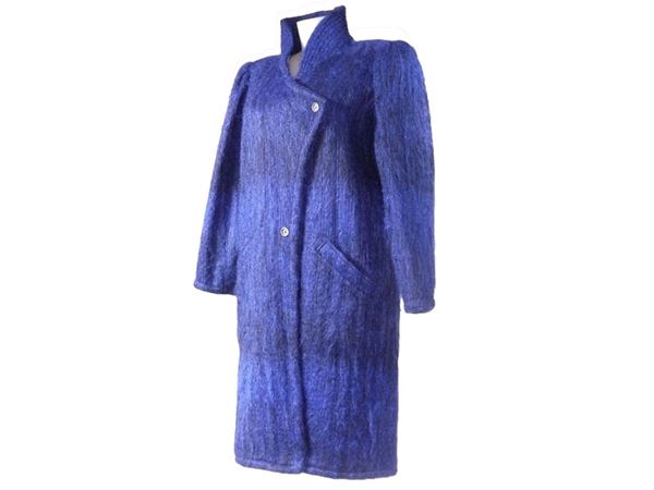 Blue and black mohair coat