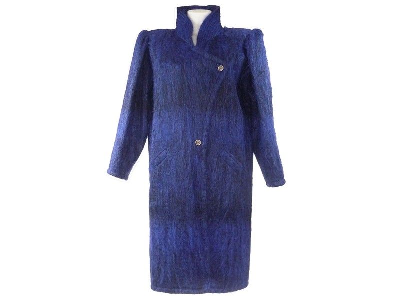 Cappotto in Mohair Blu e Nero