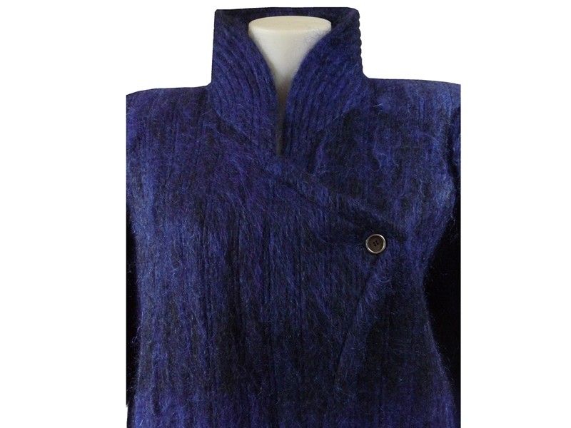 Cappotto in Mohair Blu e Nero