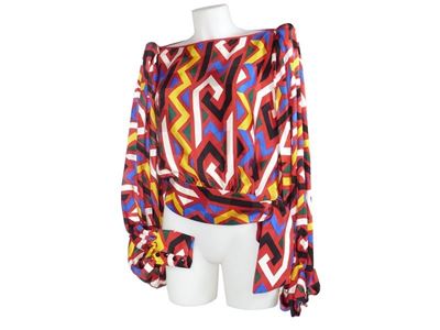 Camicia di Seta Operata a Fantasia Multicolore