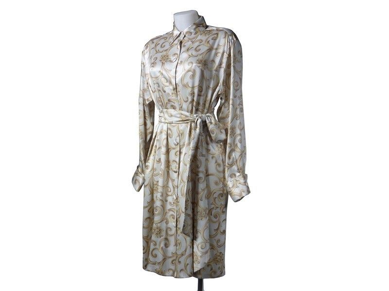 Chemisier in Seta Beige con Tralci Dorati