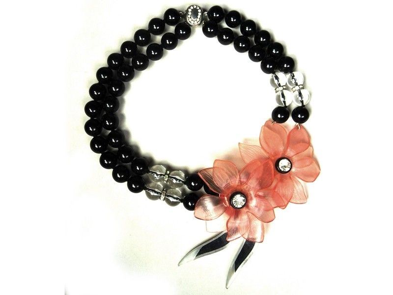 Collana in Perle di Resina Trasparente e Nera