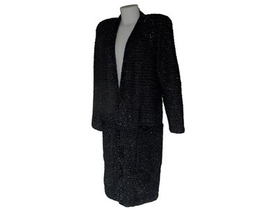 Cappottino in Maglia di Lana e Lurex Nera