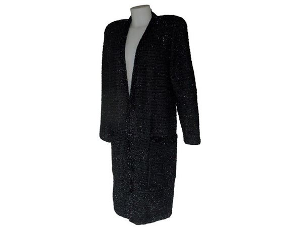Cappottino in maglia di lana e lurex nera
