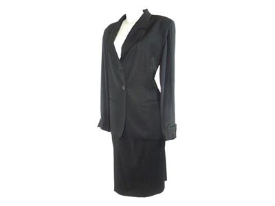 Tailleur con Gonna in Lana Nera
