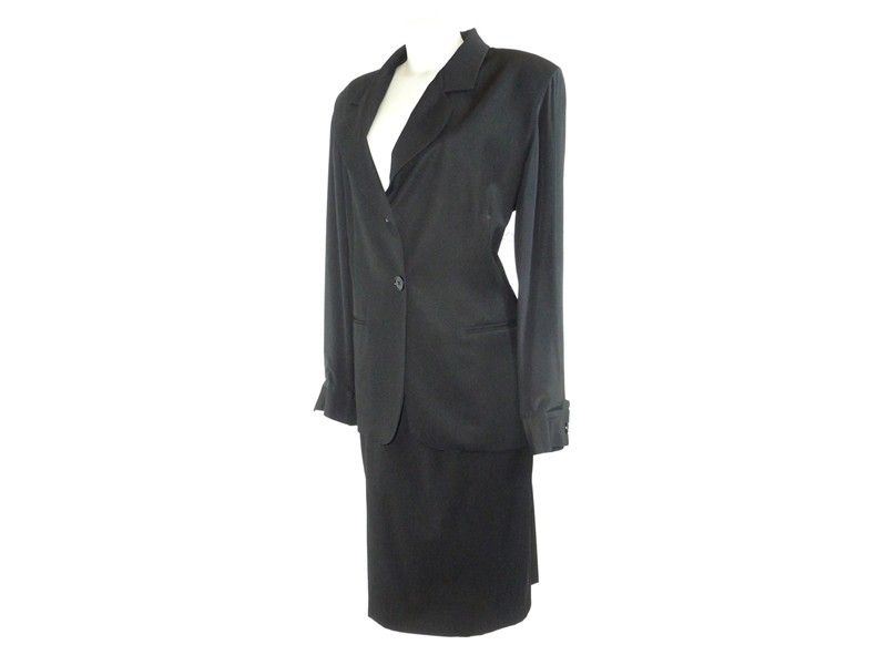 Tailleur con Gonna in Lana Nera