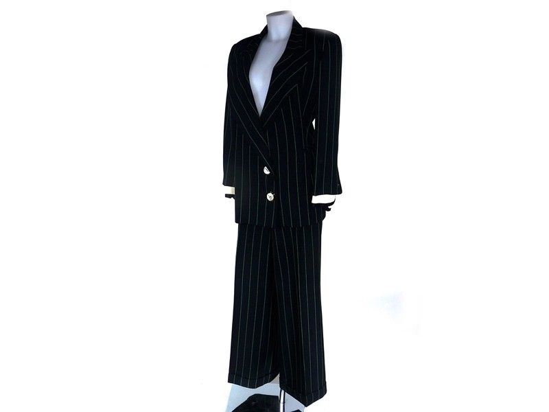 Tailleur in Lana Blu Gessata