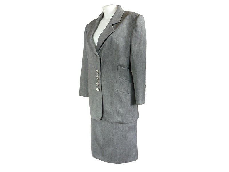 Tailleur con Gonna in Lana Grigia