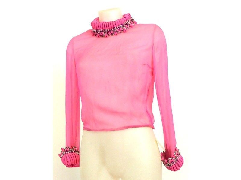 Blouse da Sera Sartoriale in Chiffon Rosa Confetto