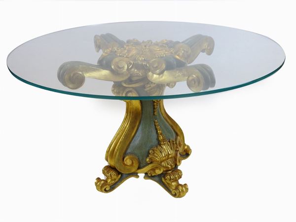 Round Giltwood and Lacquered Table