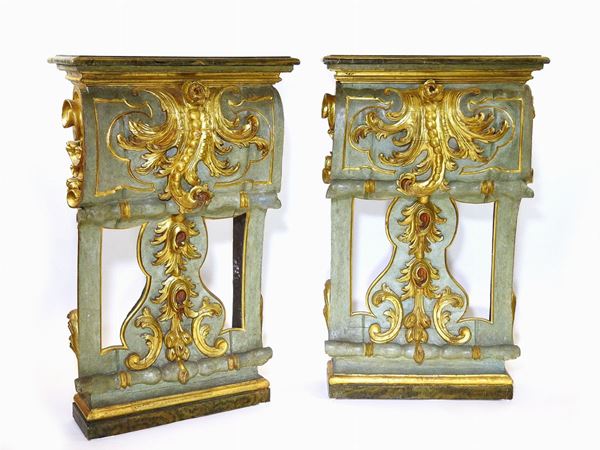 Pair of Green Lacquered Sculpture Stands