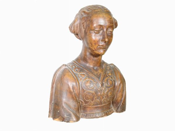 Patinated Terracotta Bust of a Lady  (Copy after Desiderio da Settignano)  - Auction Curiosities from the Home of a Collector - III - Maison Bibelot - Casa d'Aste Firenze - Milano