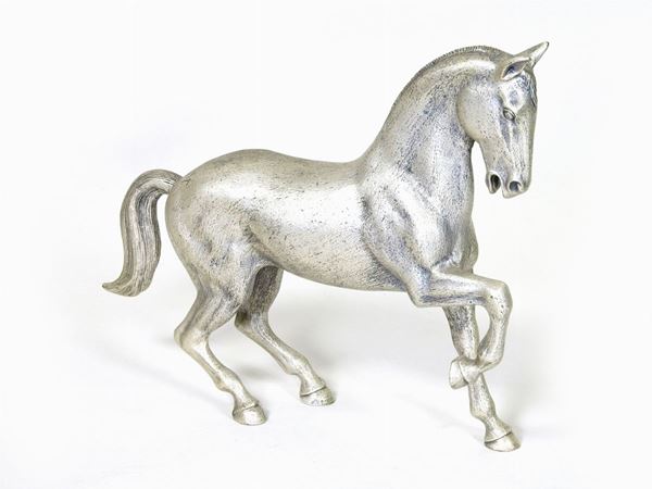 Cavallo in metallo argentato