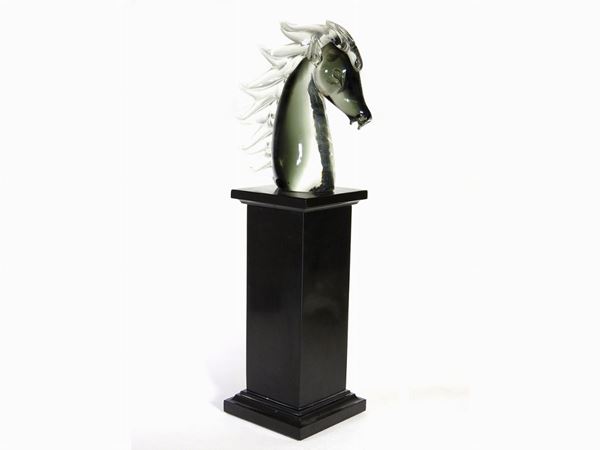 Blown Glass Horse Head Sculpture